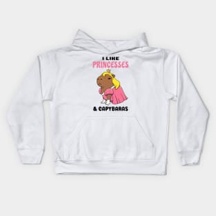 I Like Princesses and Capybaras Kids Hoodie